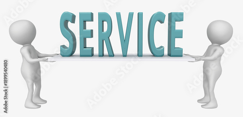 Zwei 3D Figuren mit dem Wort Service auf einem Brett, Freisteller