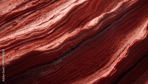 Close View of Red Textured Surface Showing Natural Waves and Patterns Found i...