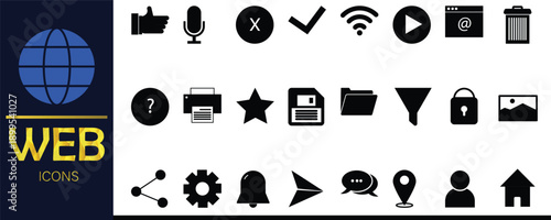 Modern UI/UX Icon Pack – Flat Vector Symbols for Web & App Interface Design