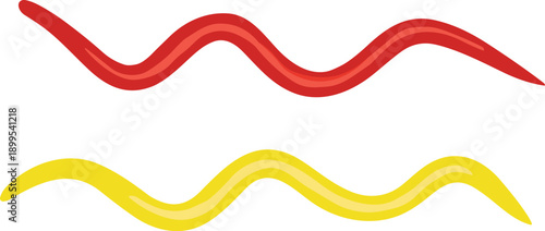 Vector illustration of colorful wavy red and yellow sinusoidal lines, abstract oscillation design, creative wave pattern for physics, signal, and modern art concepts