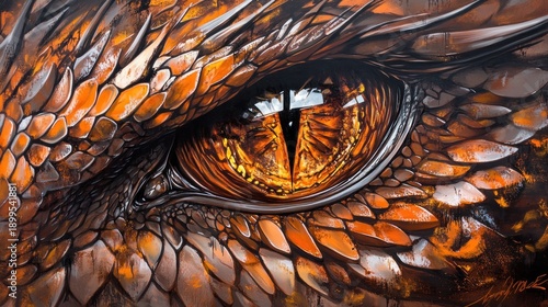 Close-up dragon eye, detailed scales