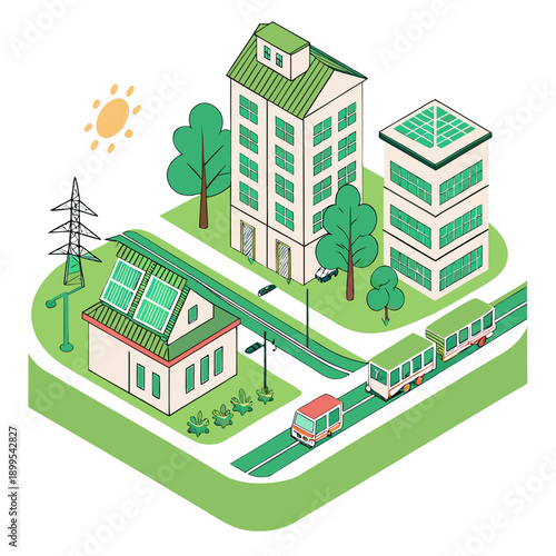 Modern urban residential complex with green surroundings and community amenities