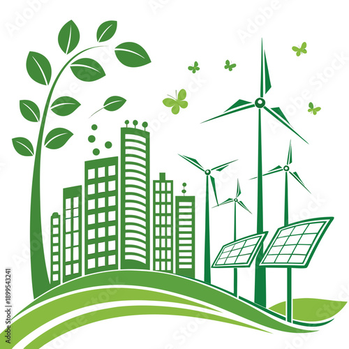 Sustainable urban development with renewable energy sources and green technology