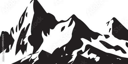 Majestic Mountain Range Silhouette Vector Art.