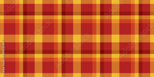 Sexual tartan seamless fabric, copy space plaid background texture. Amber check textile pattern vector in fire brick and amber colors.