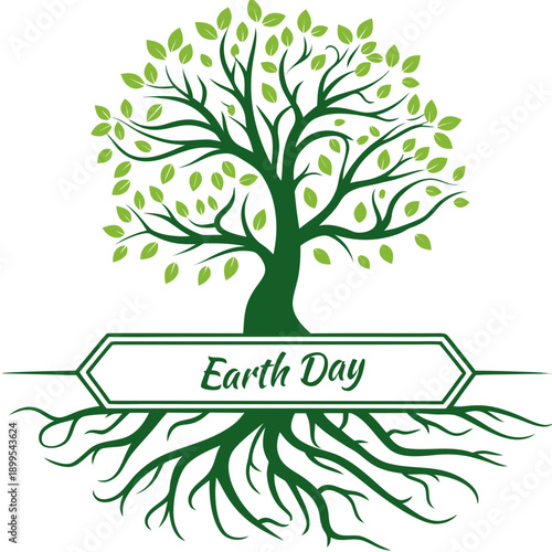 Celebrating earth day with a vibrant tree symbolizing environmental conservation and growth