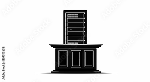 Sleek modern reception desk with illuminated shelves against a white background