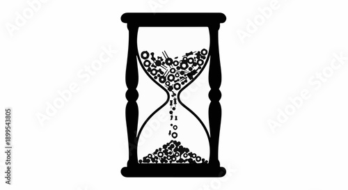 Hourglass filled with coins symbolizing the passage of time and wealth.