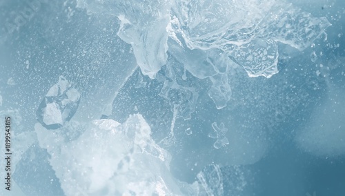 Ice Cubes Floating in Water Create a Vibrant Scene of Cold and Clarity in a C...