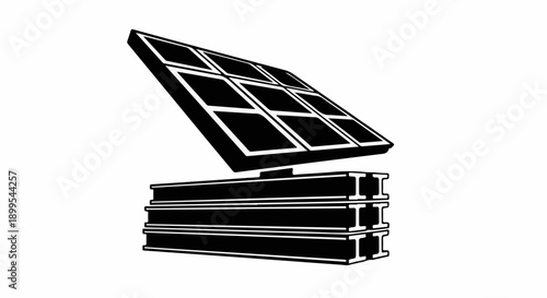 Modern solar panel system on a clean white background, representing renewable energy.