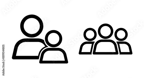 People group icons: small group and larger crowd for community and team