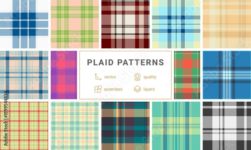Plaid pack tailored for small seasonal product lines. Ideal for cards, favors, and packaging for Valentines and Womens Day. Vector format simplifies printing.