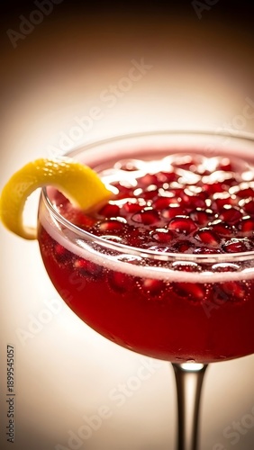 Cranberry Martini Cocktail with Lemon Twist.