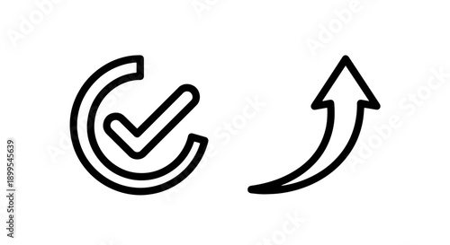 Checkmark and Upward Arrow Icons Representing Progress and Positive Results