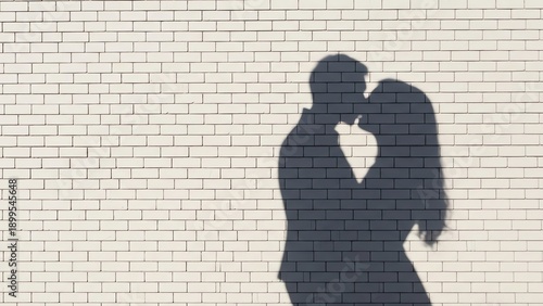 Wallpaper Mural Shadowy Embrace: Couple Silhouettes Kissing on Brick Wall Torontodigital.ca
