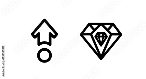 Upward Arrow and Diamond Icons Representing Value, Growth, and Quality
