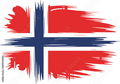 Norway Flag Brush Strokes Grunge Textured Nordic Country Symbol Stock Media