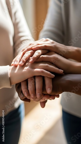Diverse Group of People Holding Hands Together.