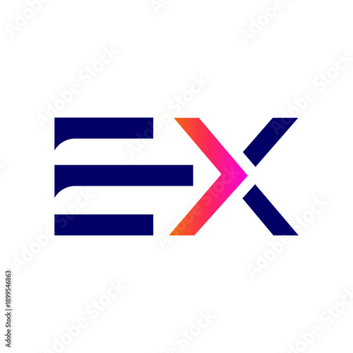 Modern EX letter logo featuring a forward arrow in a warm gradient, symbolizing progress, speed, and innovation. Ideal for technology, startups, digital platforms, and brand identities.