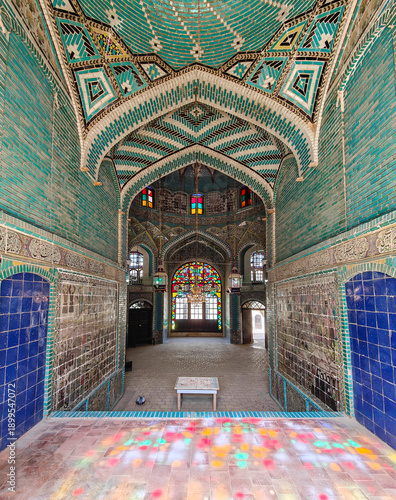 Kermanshah, Iran - home of the famous Taq-e Bostan rock reliefs, Kermanshah is also famous for Takyeh Moaven-ol-Molk. Here in particular a detail of the mosque 