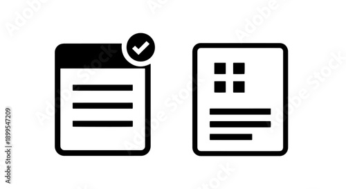 Approved Document and Data Sheet Icons: Solid Vector Symbols for Verified Files and Information