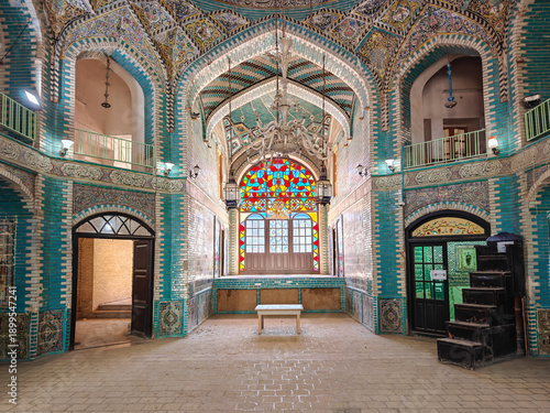 Kermanshah, Iran - home of the famous Taq-e Bostan rock reliefs, Kermanshah is also famous for Takyeh Moaven-ol-Molk. Here in particular a detail of the mosque 