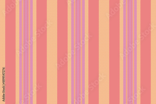Dver vector background texture, customizable lines stripe fabric. Trungy seamless vertical pattern textile in light coral and yellow colors.