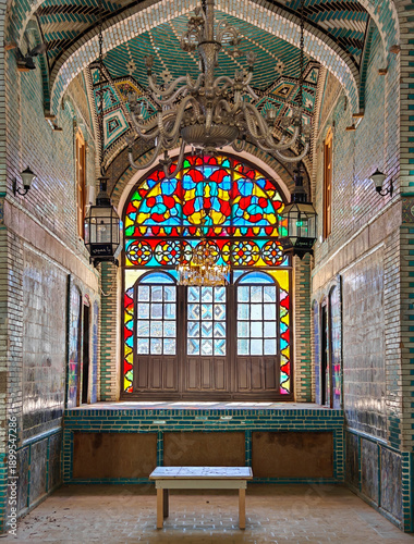 Kermanshah, Iran - home of the famous Taq-e Bostan rock reliefs, Kermanshah is also famous for Takyeh Moaven-ol-Molk. Here in particular a detail of the mosque 