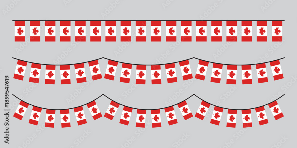 Fototapeta premium Seamless Canada Flag Party Bunting Border Background – Flat Design Illustration