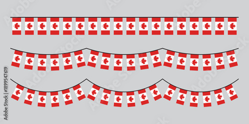 Seamless Canada Flag Party Bunting Border Background – Flat Design Illustration