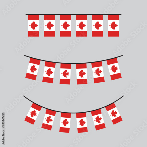 Seamless Canada Flag Party Bunting Border Background – Flat Design Illustration