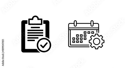 Task Completion and Scheduled Settings Icons for Workflow Management and Configuration