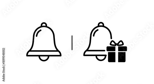 Notification Bell Icons with Gift Box for Alerts, Reminders, and Special Event Announcements.