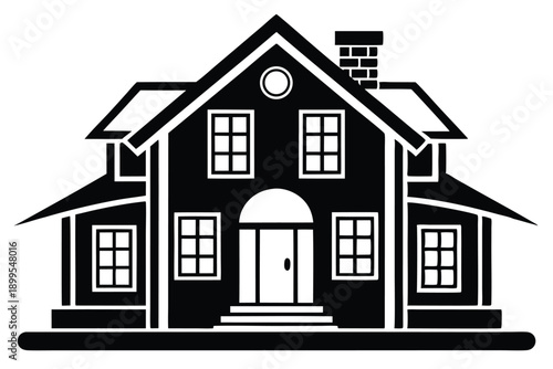 house icon silhouette line art vector illustration