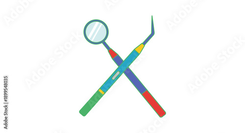 Dental Tools Crossed Illustration Symbolizing Oral Health Care and Hygiene
