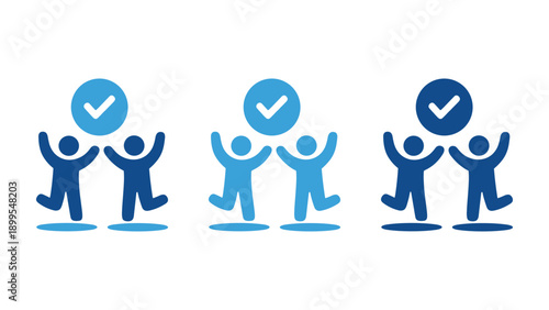 Team Success and Verified Achievement Icon Vector