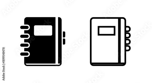 Modern Spiral Notebook and Address Book Icons for Contacts and Organizational Tools
