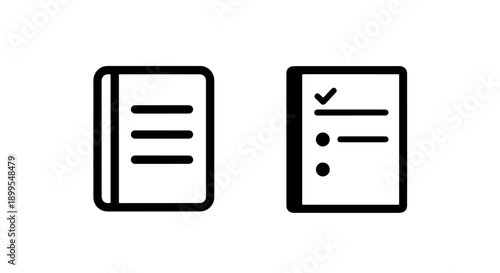 Blank Notebook and To-Do List Icons for Planning, Task Management, and Organization