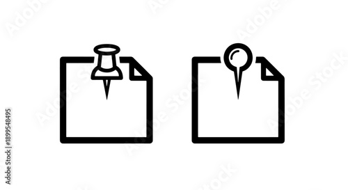 Note Paper with Thumbtack and Push Pin Icons for Reminders and Important Messages