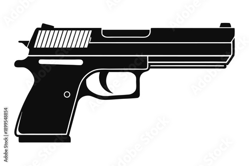 hk usp pistol silhouette line art vector illustration