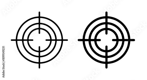 Simple Black and White Target Crosshair Icons for Aiming Precision and Business Goals