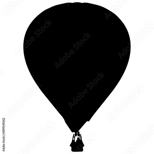 A black silhouette of a hot air balloon against a white background. isolated on transparent background, Vector