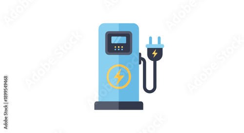 Free Download Electric vehicle charging station with plug and cord illustration - GFXLoad