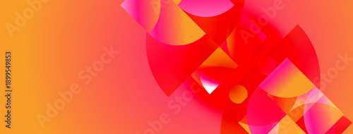 Abstract vibrant design. Orange, pink, red gradients create dynamic shapes. Modern aesthetic, visually striking composition.