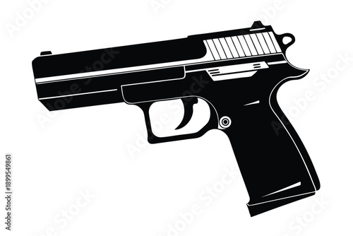 hk usp pistol silhouette line art vector illustration