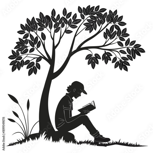 A contemplative moment beneath the shade of a solitary tree