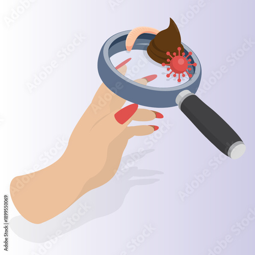 Dirty long nails. Personal hygiene concept. Healthcare illustration. 3d isometric flat vector illustration.