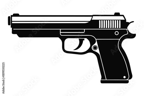 hk usp pistol silhouette line art vector illustration