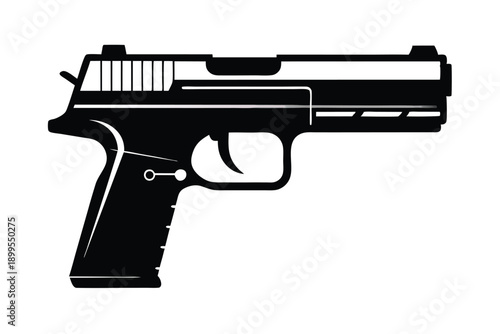 hk usp pistol silhouette line art vector illustration