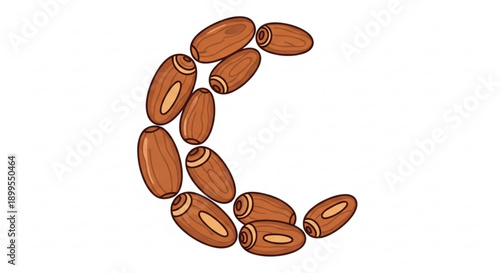 Almonds Arranged in C Shape on White Background